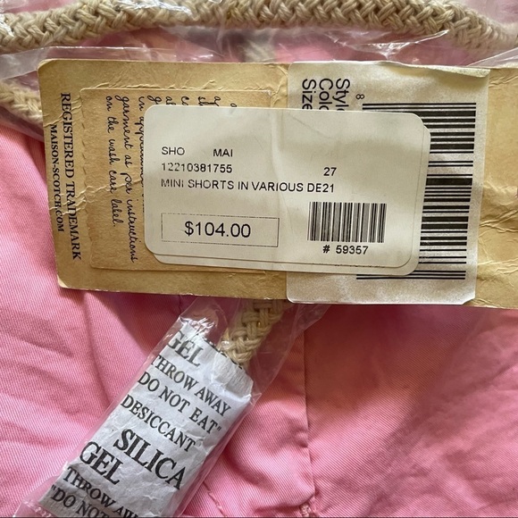 Madison Scotch of Scotch & Soda Pink Low Rise Mini Shorts w/Rope Belt NWT Sz.27 - Picture 6 of 10